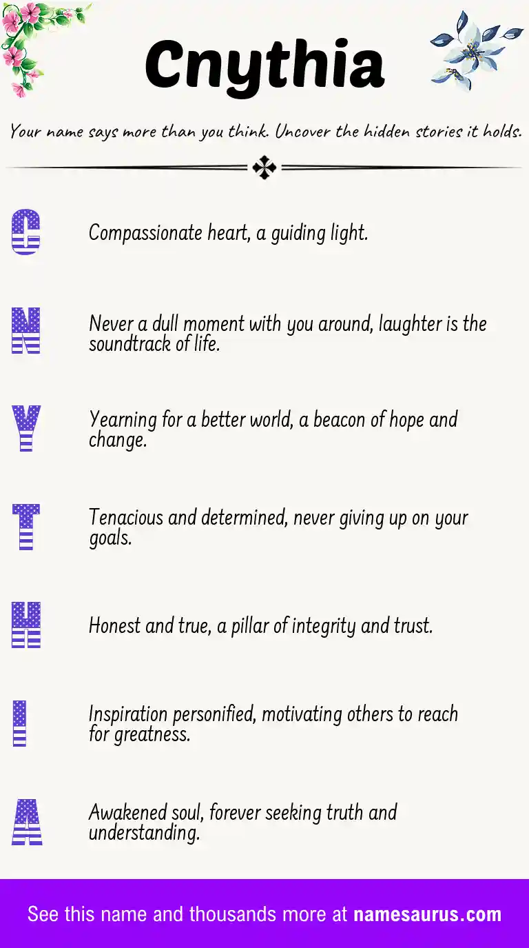 Acrostic poem about Cnythia.