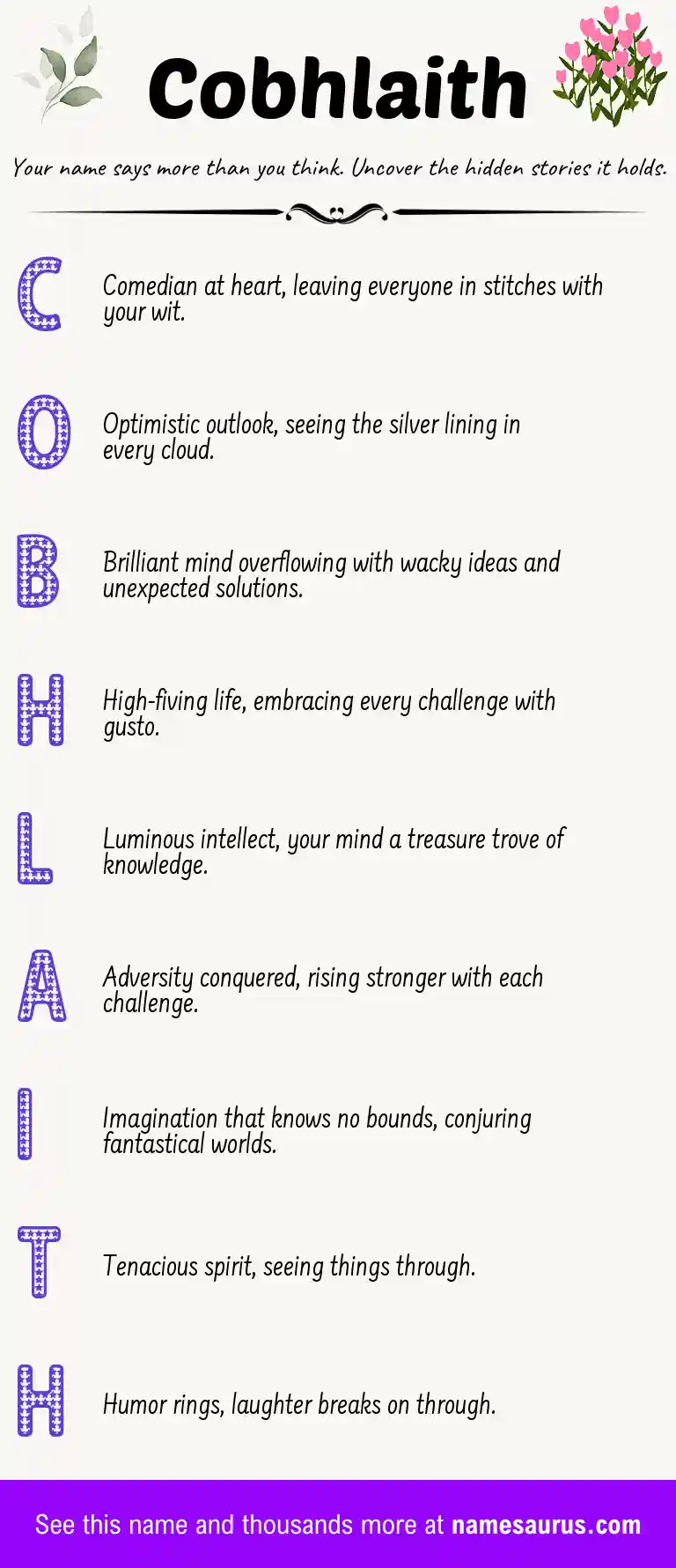 Acrostic poem about Cobhlaith.
