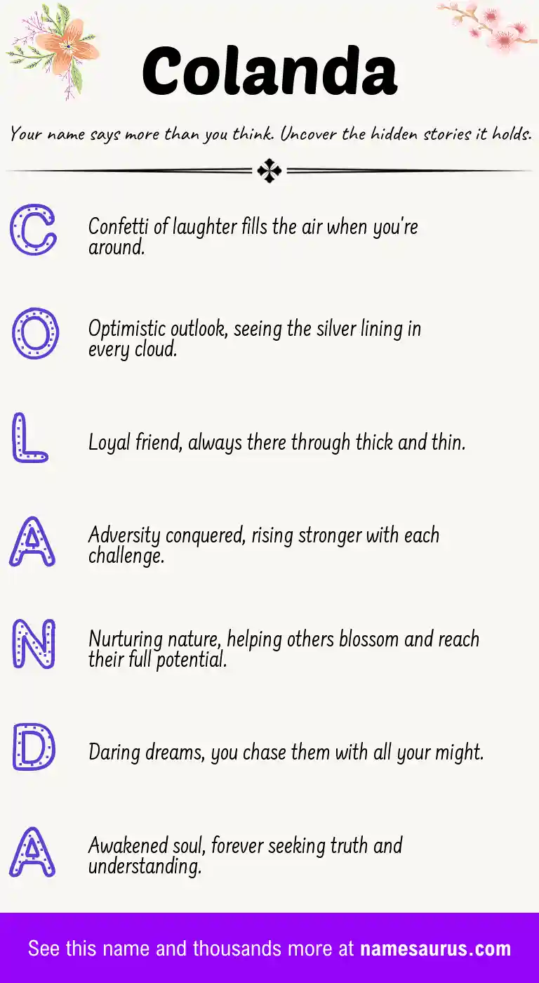 Acrostic poem about Colanda.