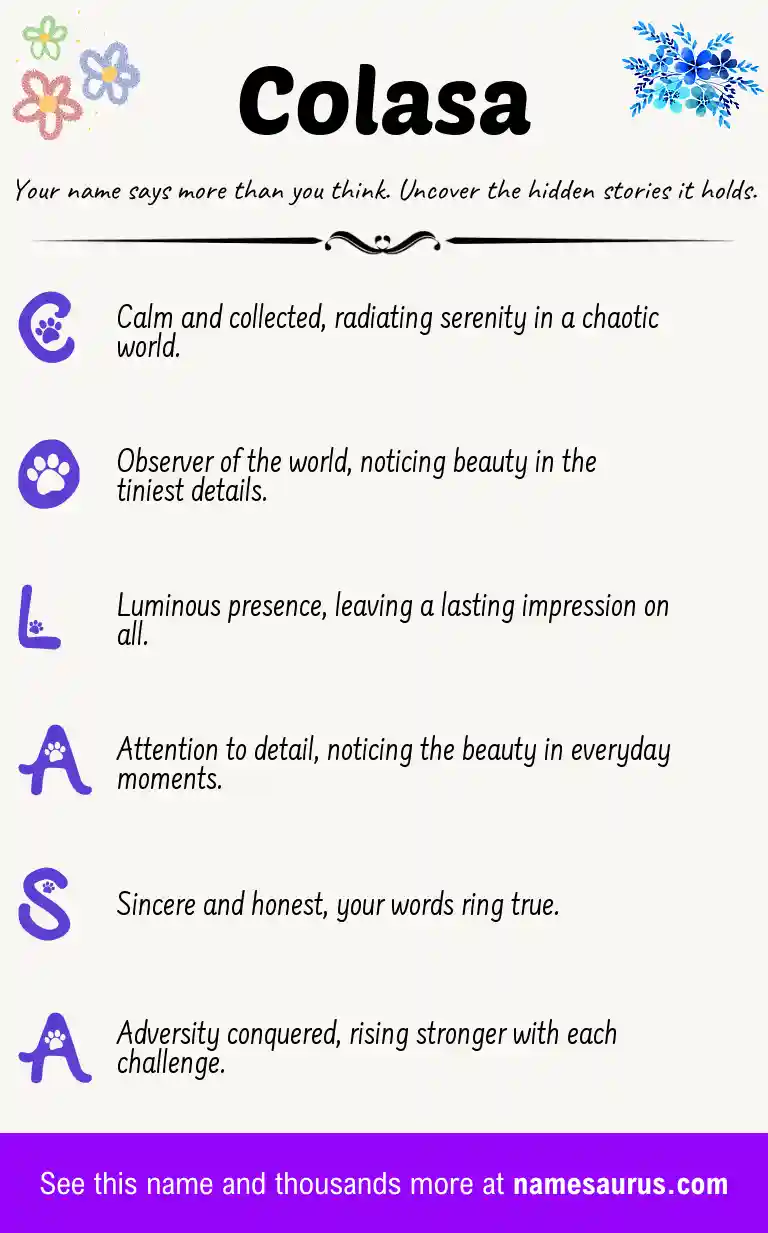 Acrostic poem about Colasa.
