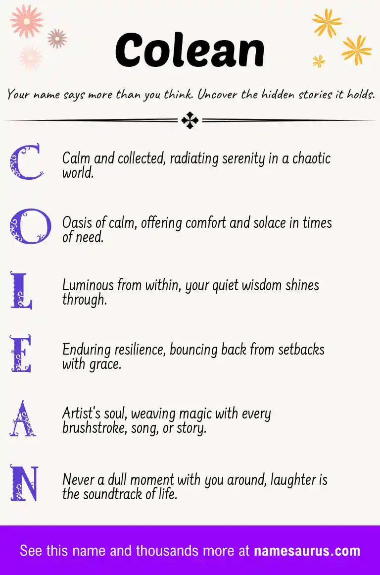 Acrostic poem about Colean.