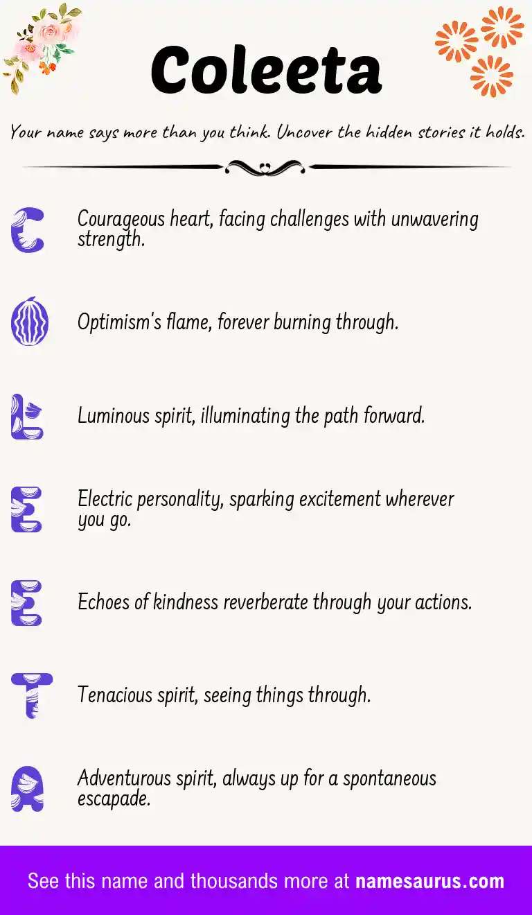Acrostic poem about Coleeta.
