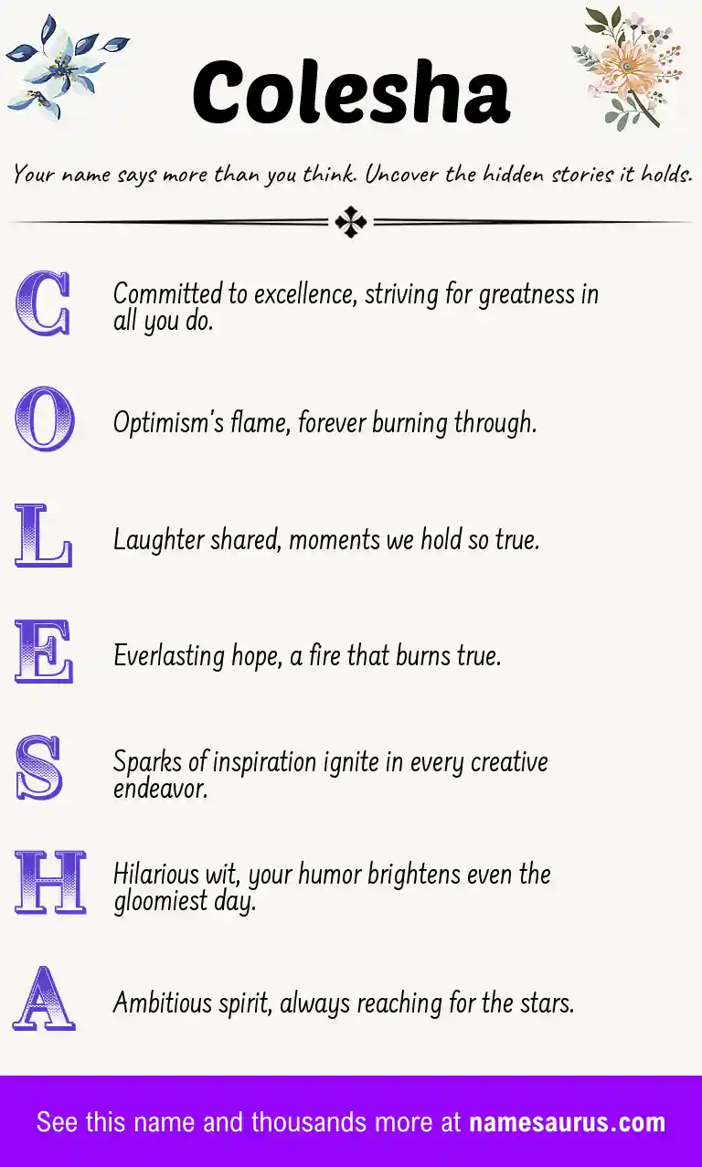Acrostic poem about Colesha.