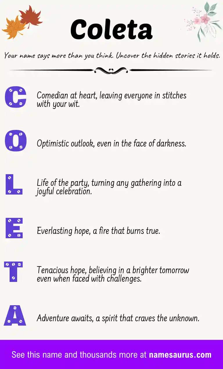 Acrostic poem about Coleta.