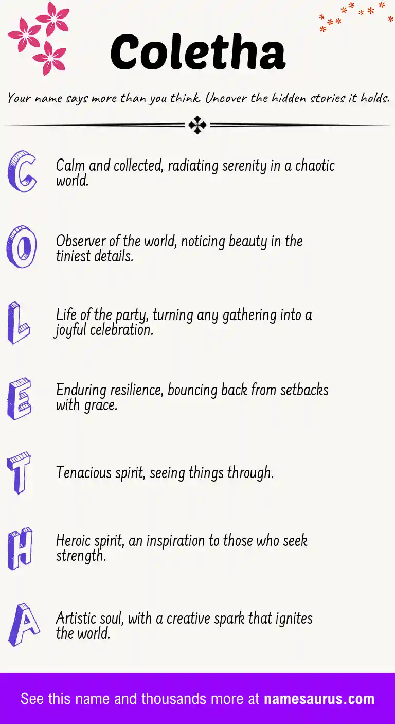 Acrostic poem about Coletha.