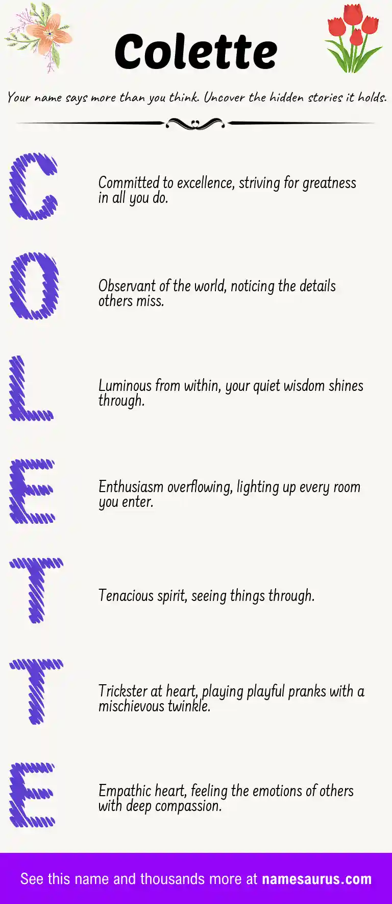 Acrostic poem about Colette.