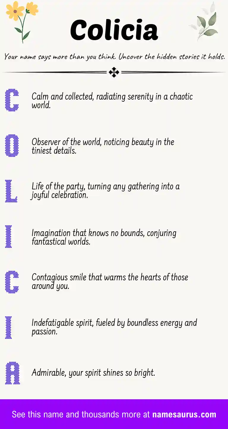Acrostic poem about Colicia.