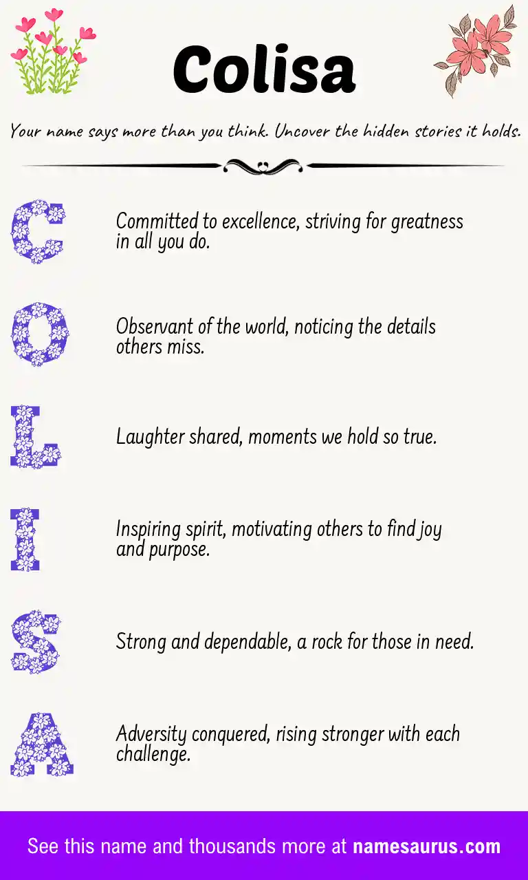Acrostic poem about Colisa.