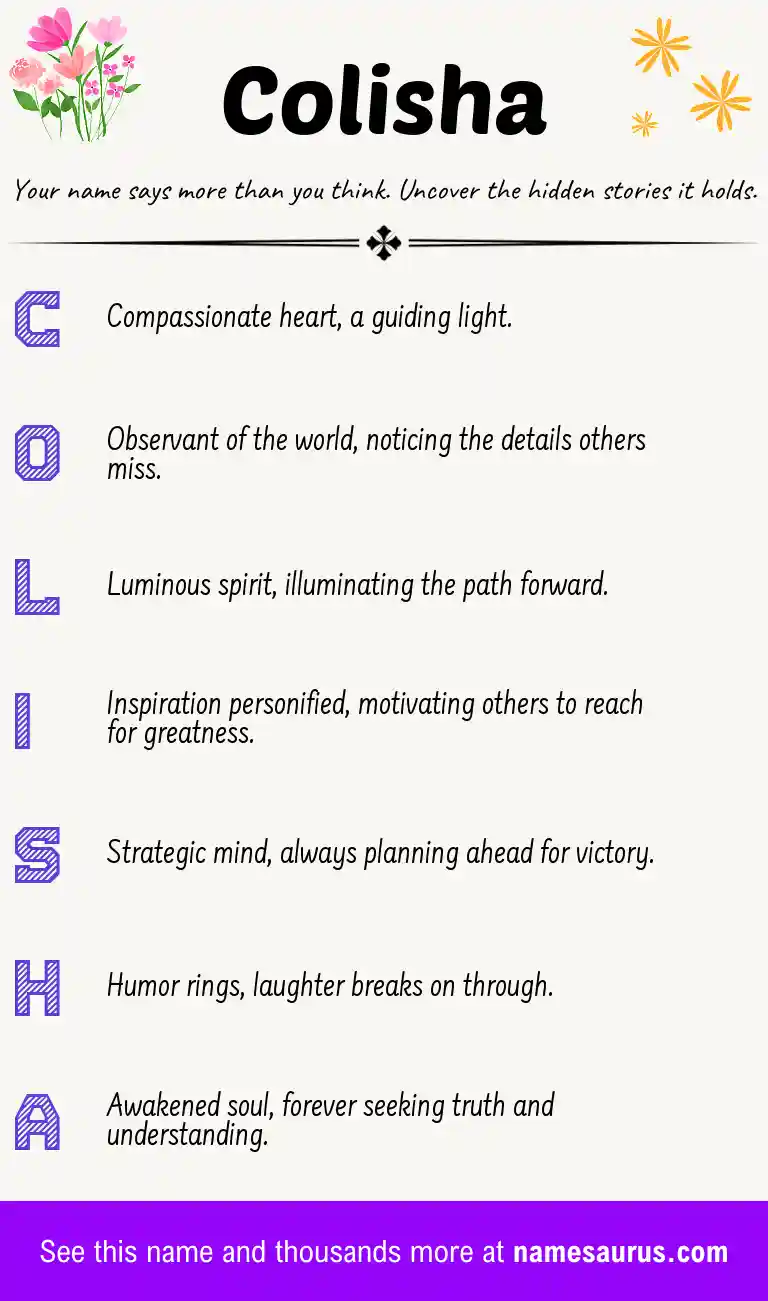 Acrostic poem about Colisha.