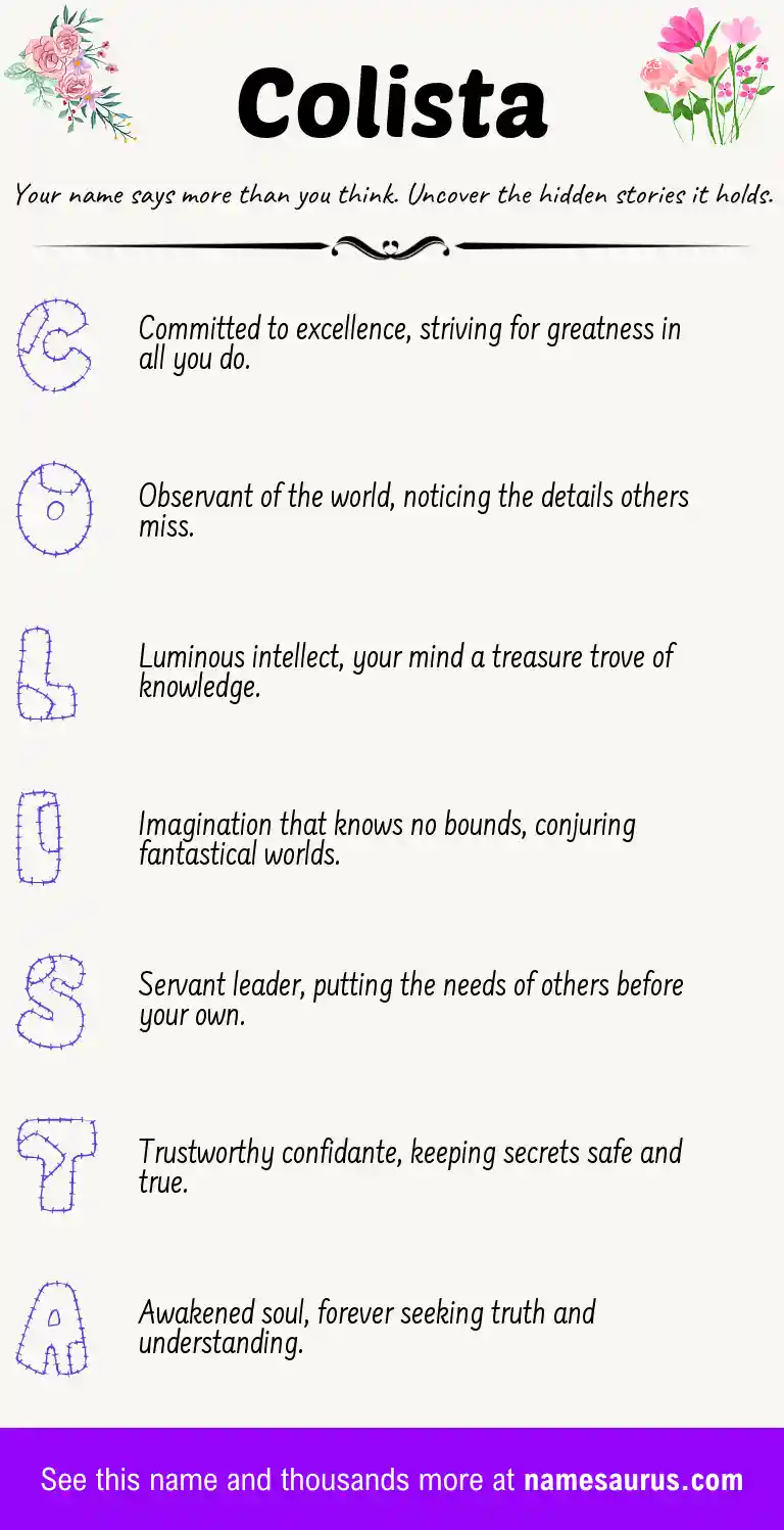 Acrostic poem about Colista.
