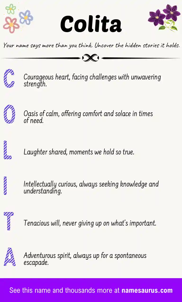 Acrostic poem about Colita.