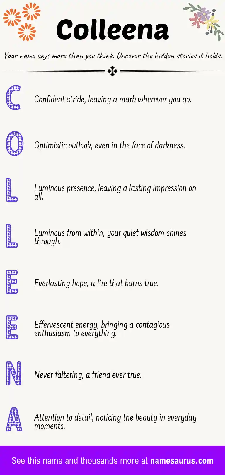 Acrostic poem about Colleena.