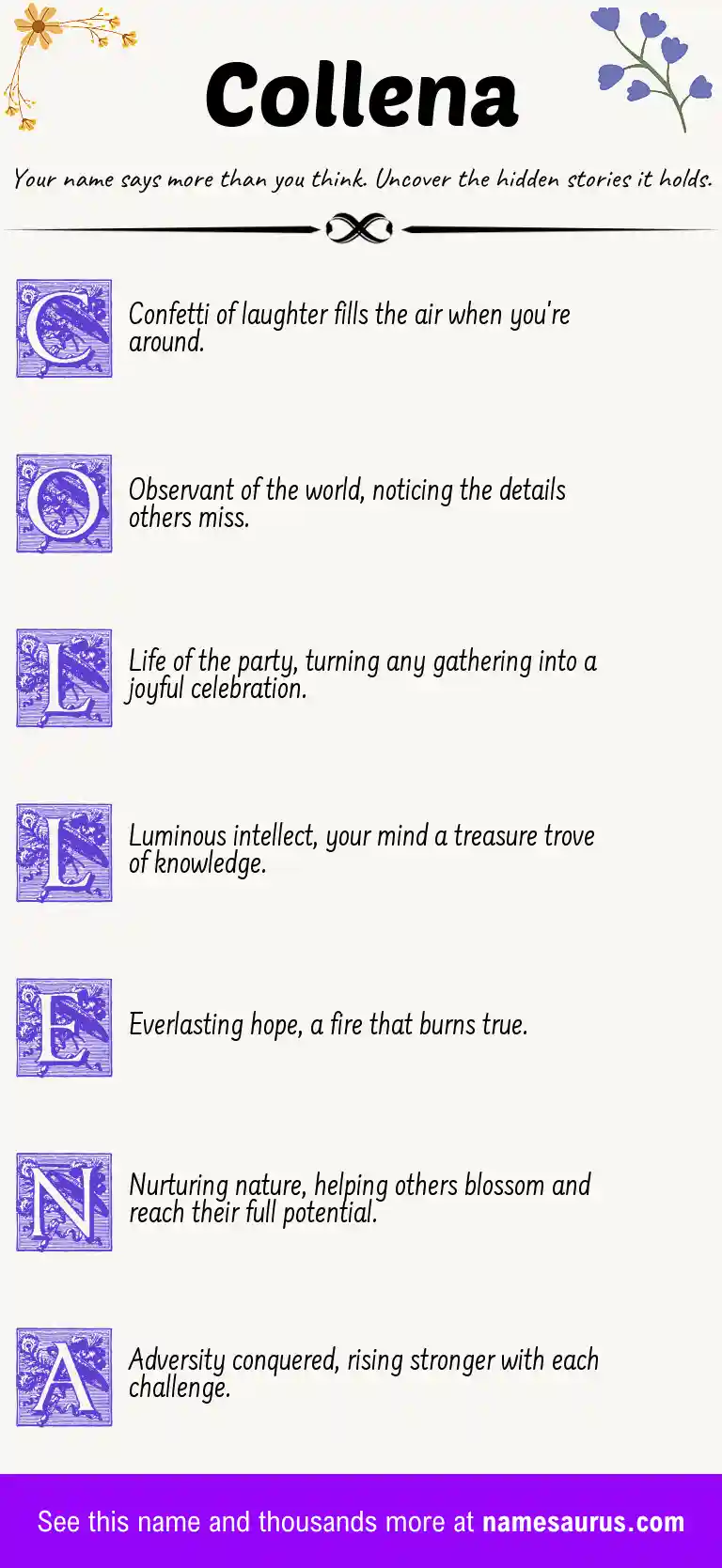 Acrostic poem about Collena.