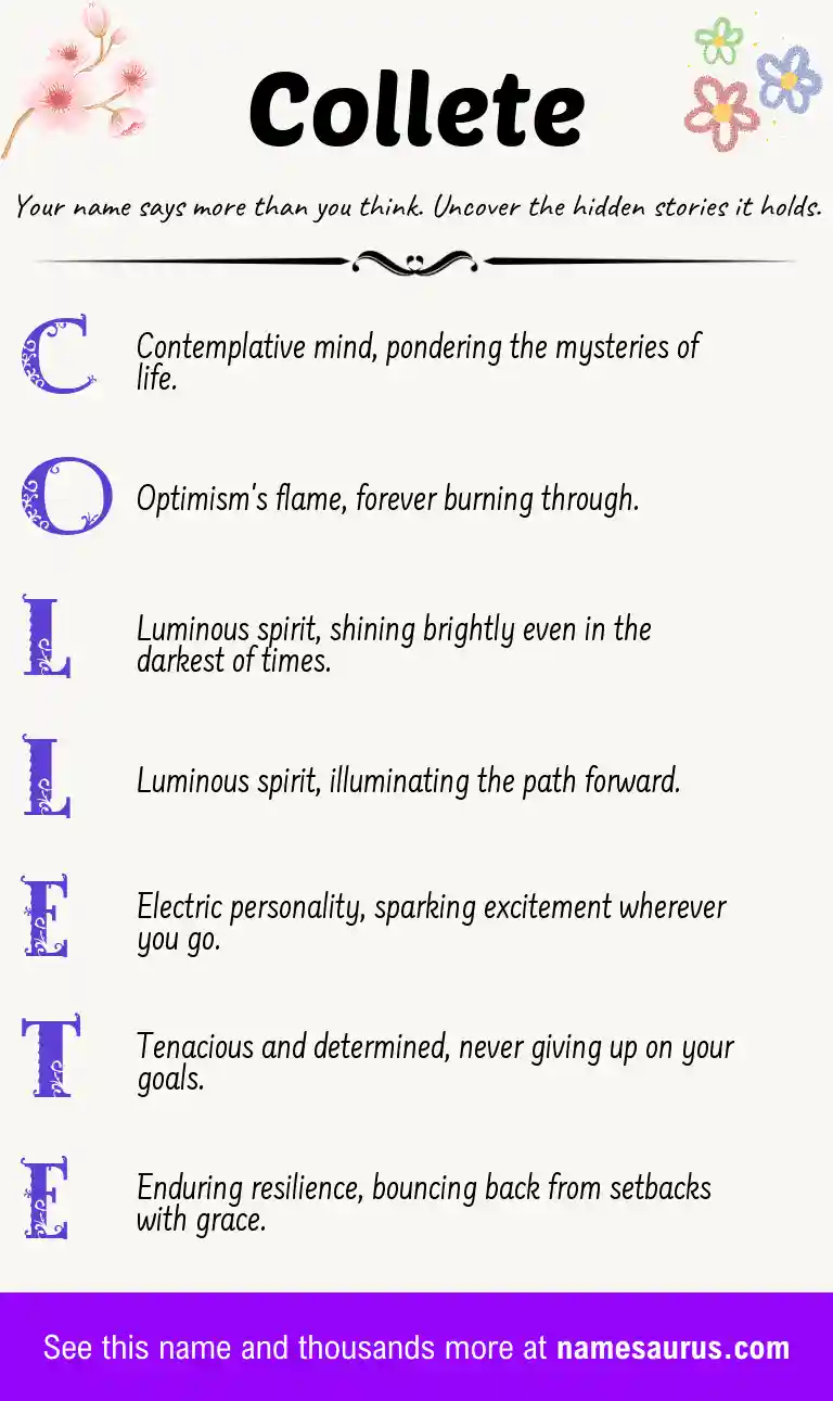 Acrostic poem about Collete.