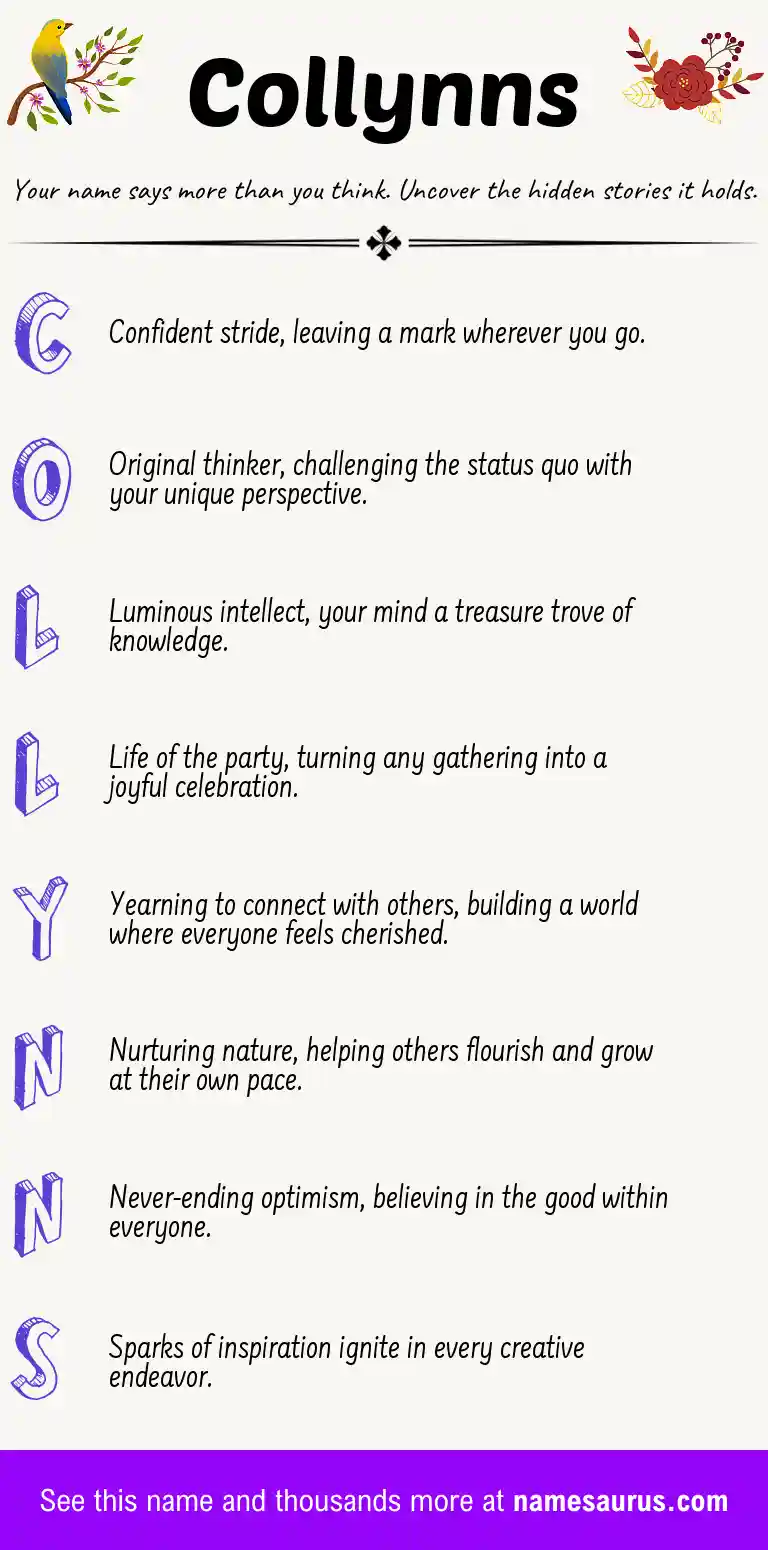 Acrostic poem about Collynns.