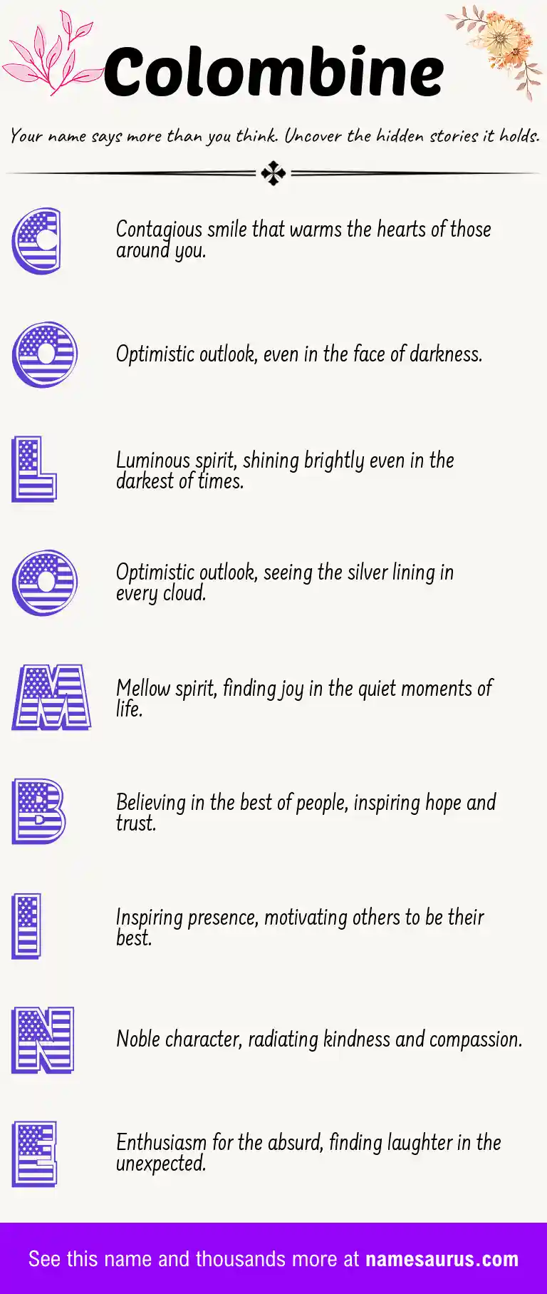 Acrostic poem about Colombine.