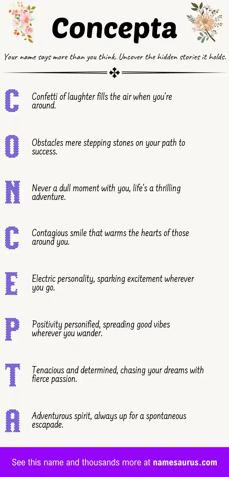 Acrostic poem about Concepta.