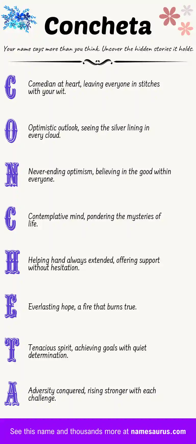 Acrostic poem about Concheta.