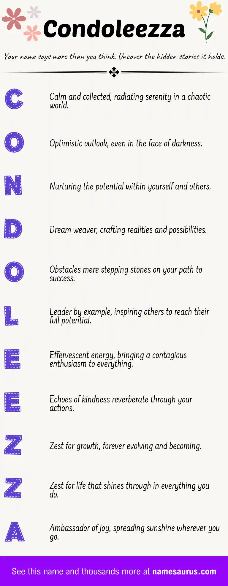 Acrostic poem about Condoleezza.