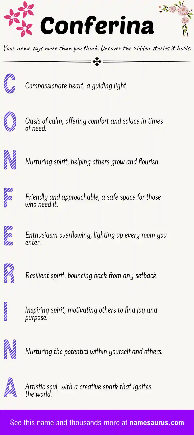 Acrostic poem about Conferina.