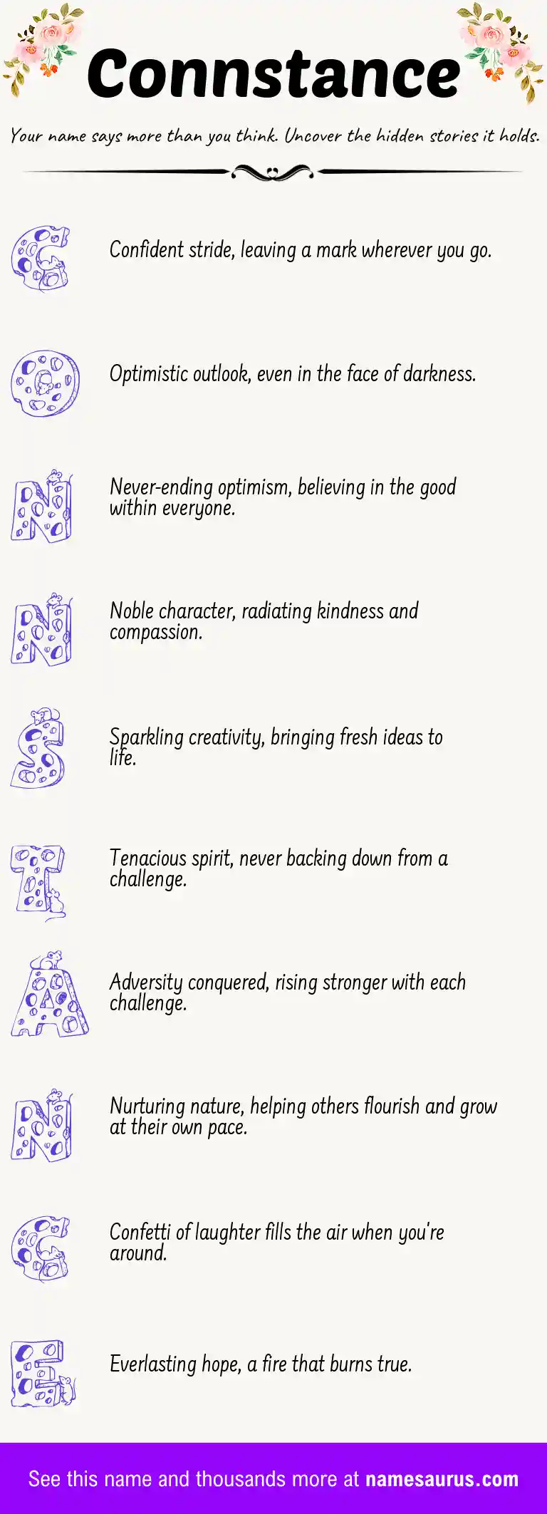 Acrostic poem about Connstance.