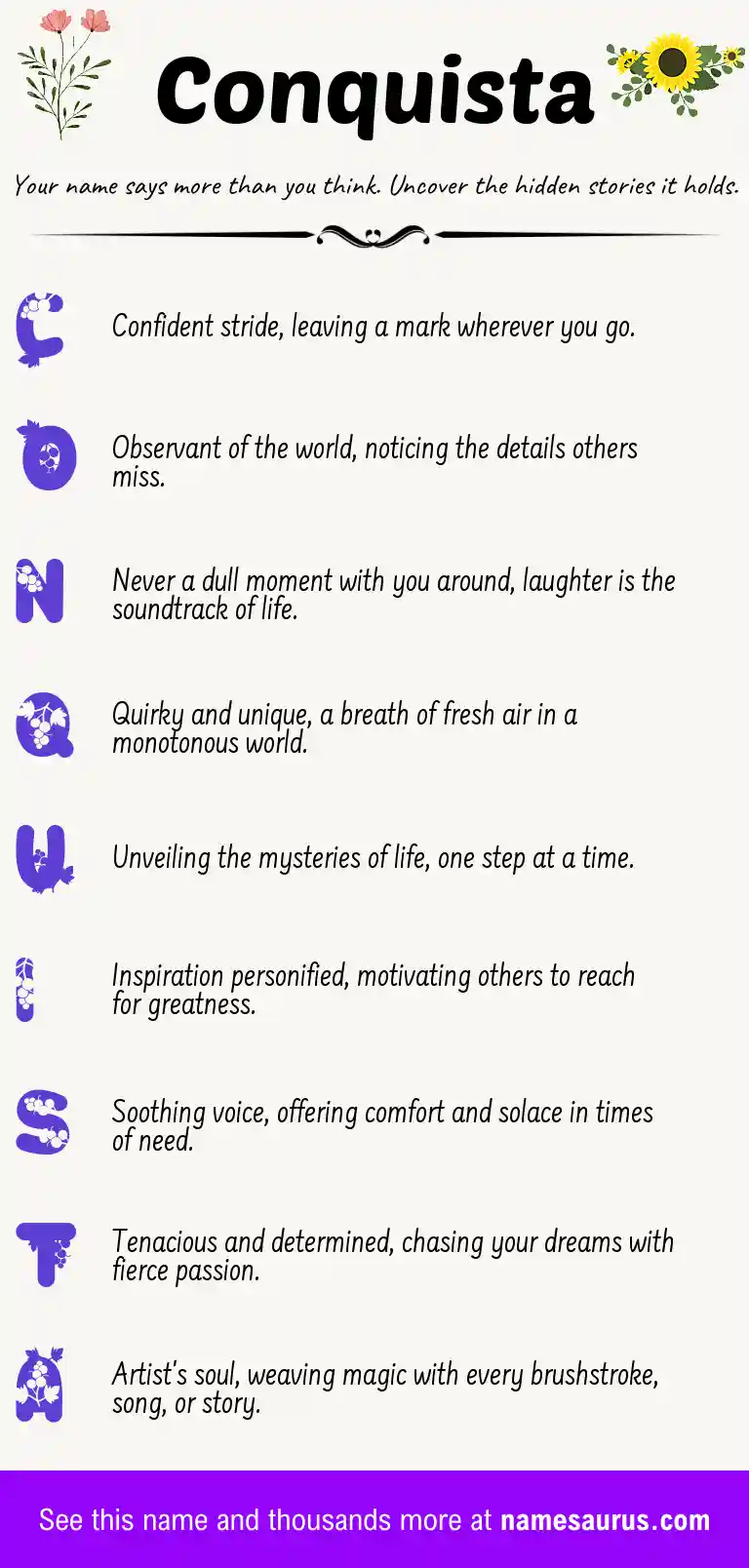 Acrostic poem about Conquista.