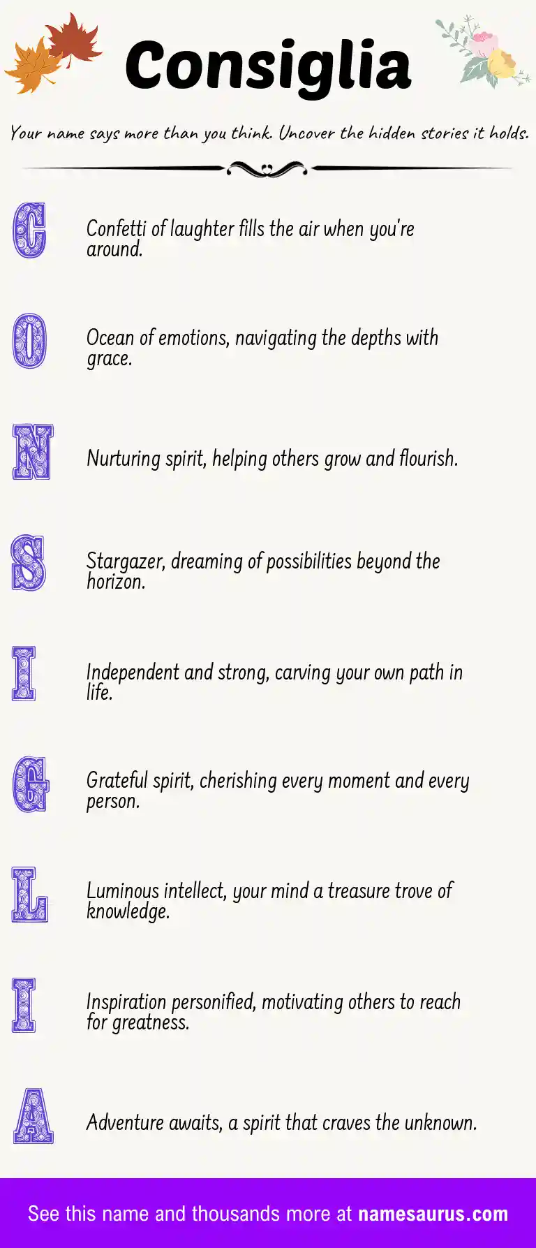 Acrostic poem about Consiglia.