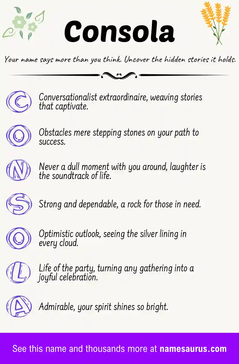 Acrostic poem about Consola.