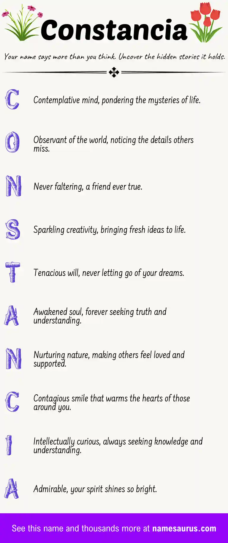 Acrostic poem about Constancia.