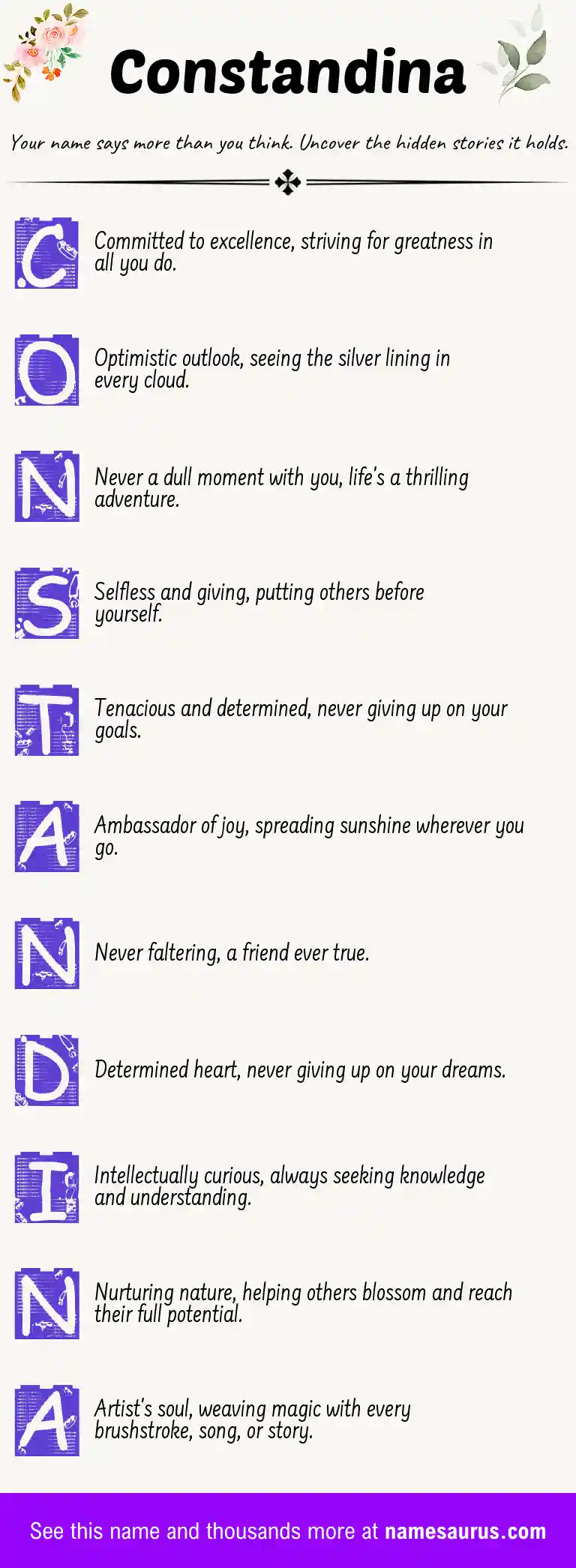 Acrostic poem about Constandina.