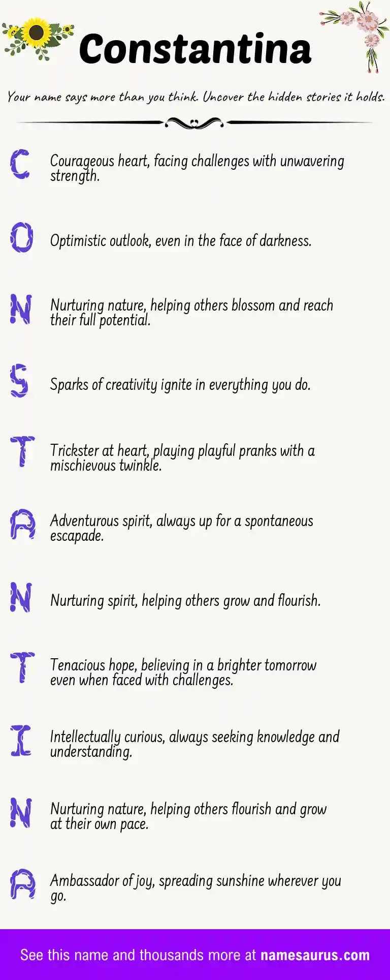 Acrostic poem about Constantina.