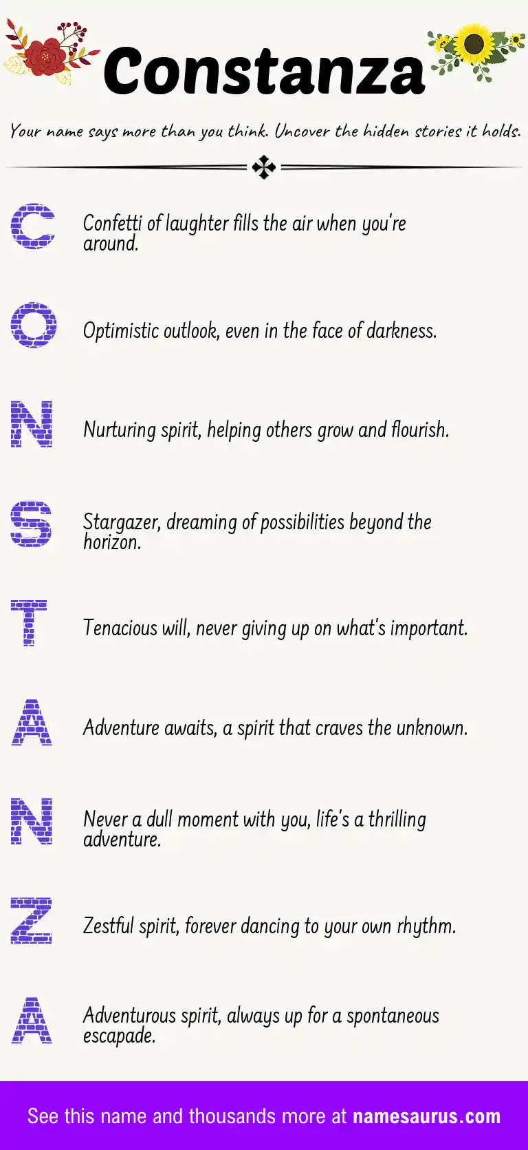 Acrostic poem about Constanza.