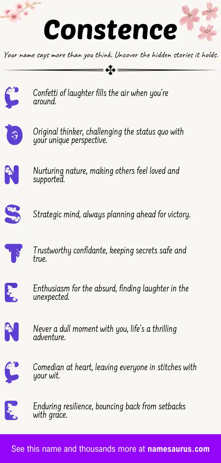 Acrostic poem about Constence.