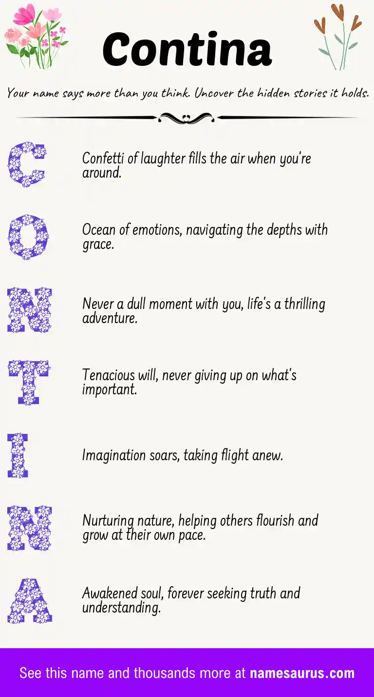 Acrostic poem about Contina.