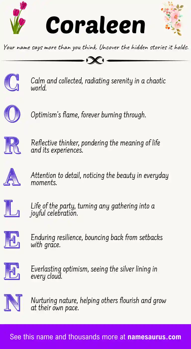 Acrostic poem about Coraleen.
