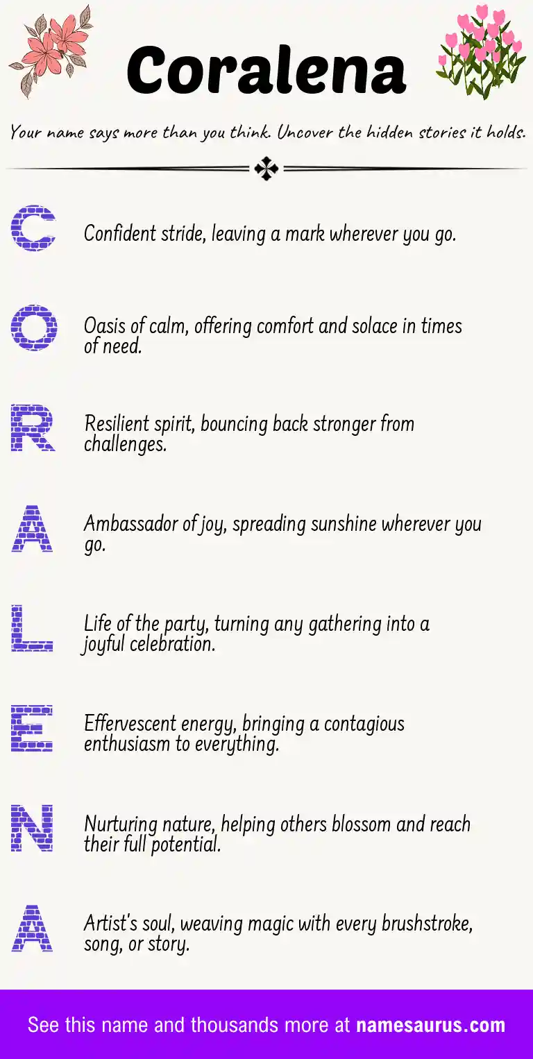 Acrostic poem about Coralena.