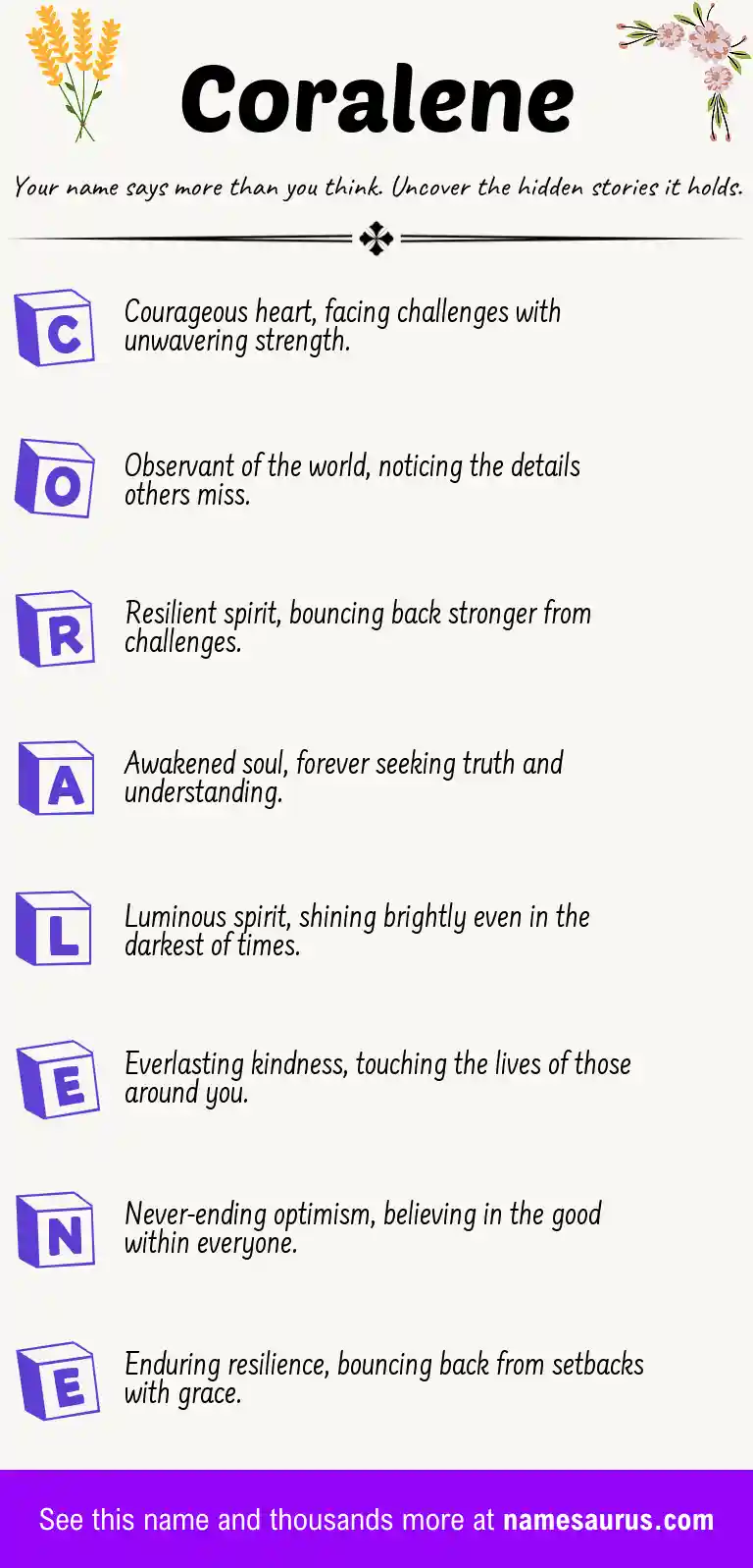 Acrostic poem about Coralene.
