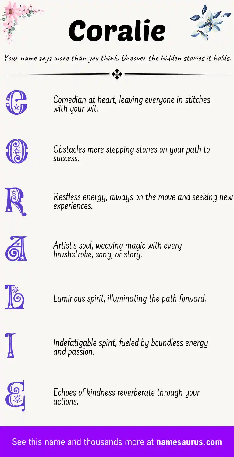Acrostic poem about Coralie.