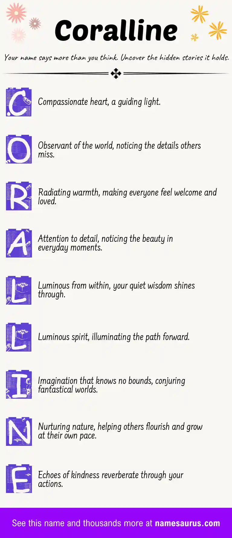 Acrostic poem about Coralline.