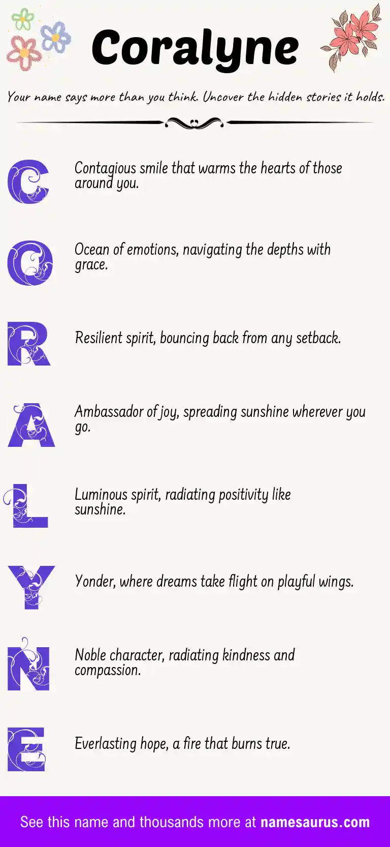 Acrostic poem about Coralyne.