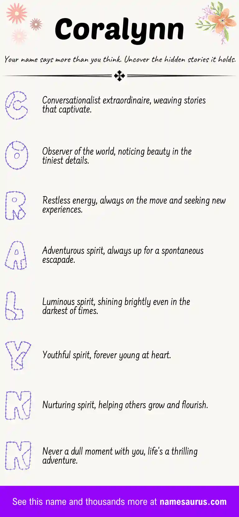 Acrostic poem about Coralynn.