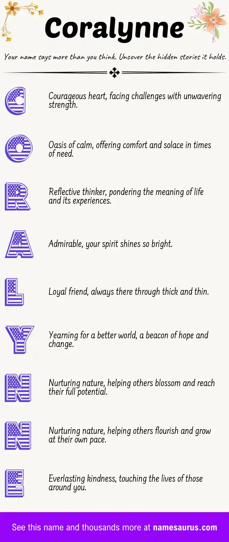 Acrostic poem about Coralynne.