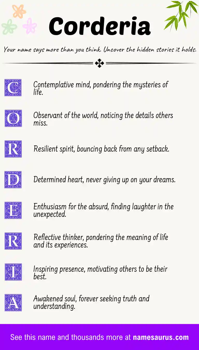 Acrostic poem about Corderia.
