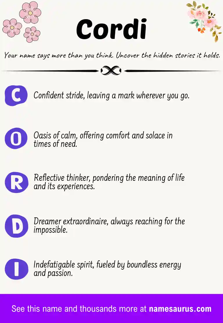 Acrostic poem about Cordi.