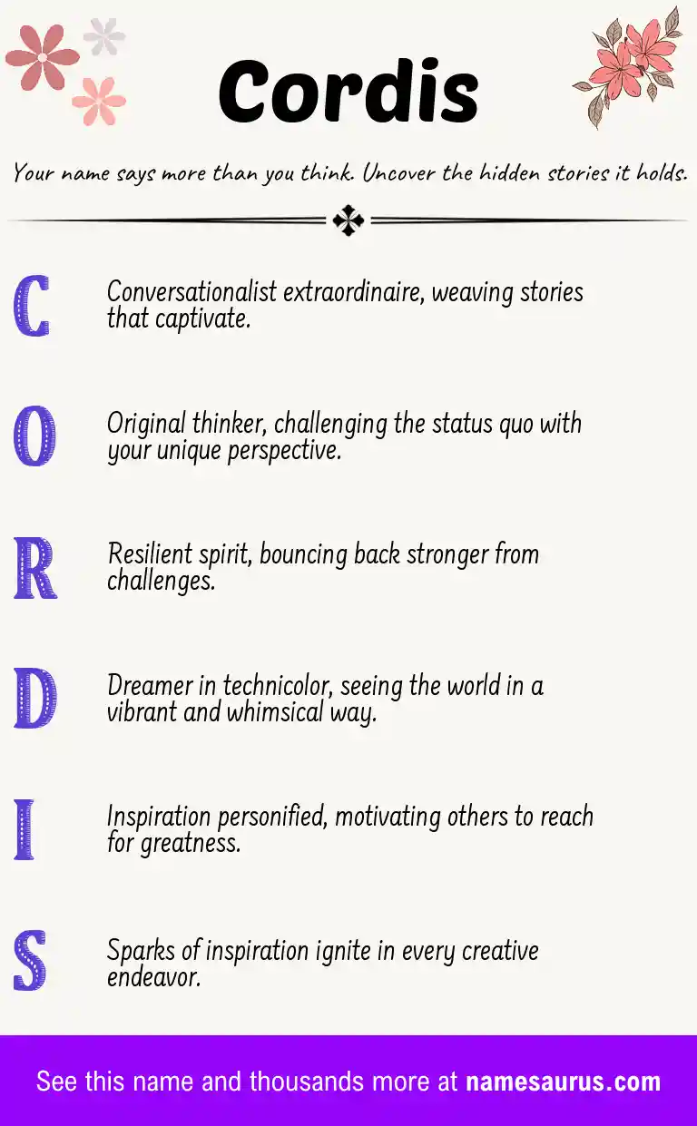 Acrostic poem about Cordis.
