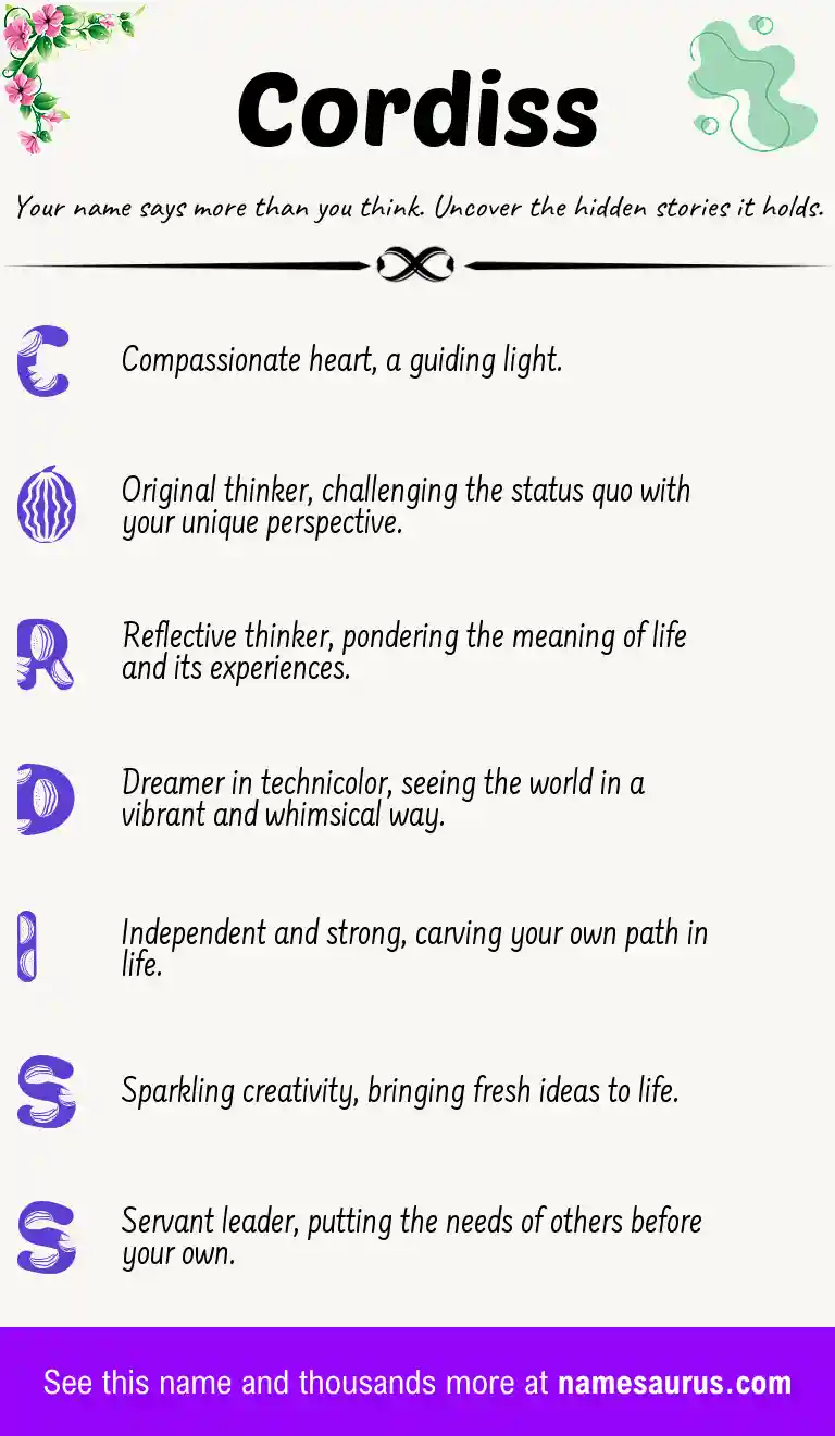 Acrostic poem about Cordiss.