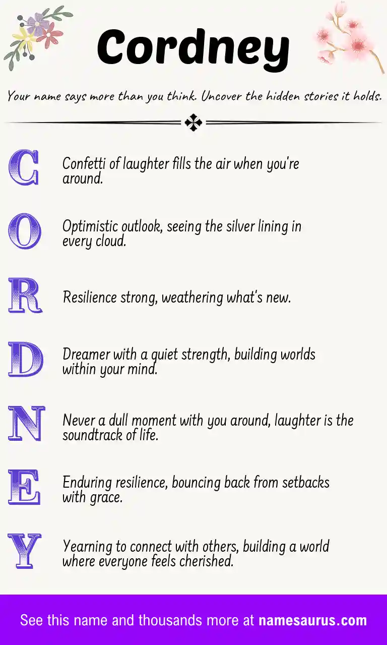 Acrostic poem about Cordney.