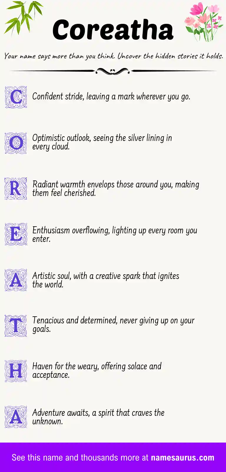 Acrostic poem about Coreatha.