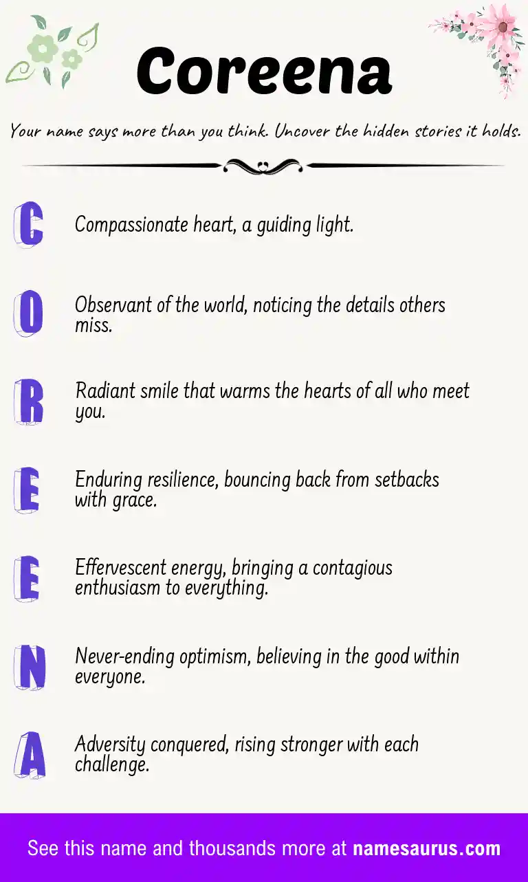 Acrostic poem about Coreena.