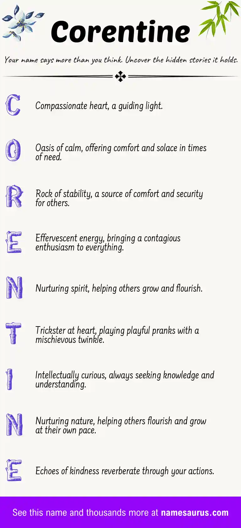 Acrostic poem about Corentine.